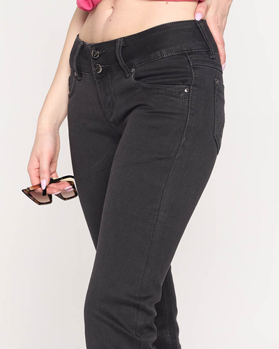 Классические женские черные джинсы с заниженной талией - Одежда