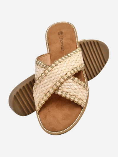 Royalfashion moteriški šlepetės su pintais dirželiais Bornes