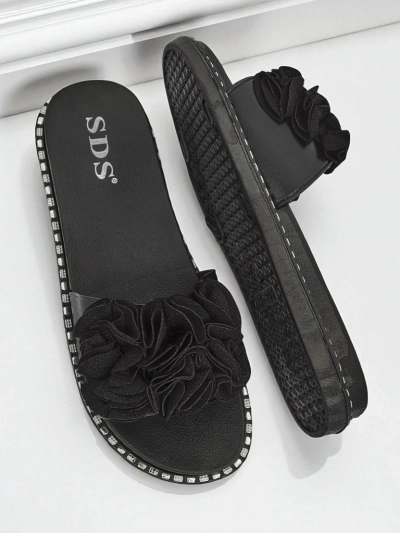 Royalfashion moteriškos šlepetės lygiu padu Flora Verde