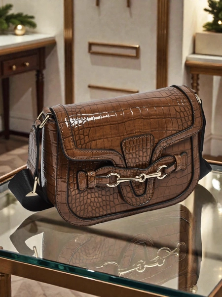 Moteriška rankinė „Aurora“ tamsiai ruda odinė elegantiška