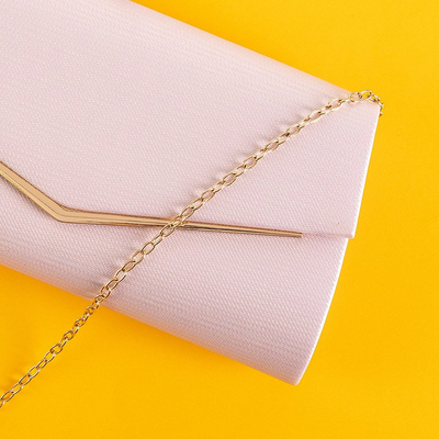 Розовый мерцающий клатч на цепочке