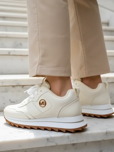 Royalfashion Alba Šilti Moteriški Sportbačiai Balti Eko Odos Ant Platformos