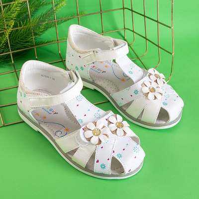 Белые детские босоножки с отделкой Laluna