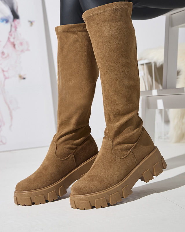 Женские верблюжьи сапоги-слипы до колена Nedara - Обувь