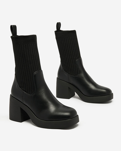 Royalfashion Черные женские тканевые сапоги Seopoli