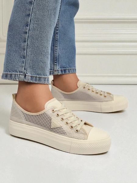 Женские бежевые кроссовки Callista Mesh – плоская подошва, коллекция Лето Осень