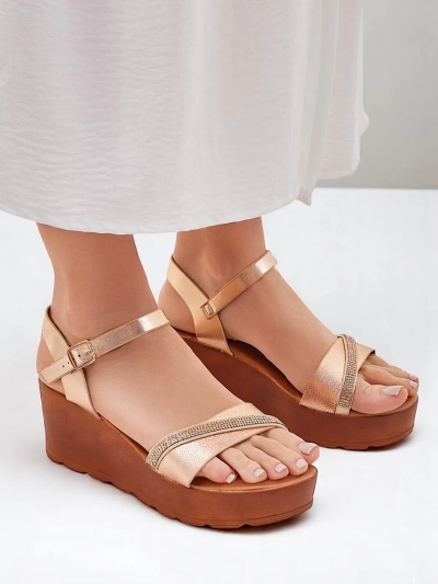 Женские wedges-сандалии Royalfashion с Rhinestones и блестками Aurora Glow