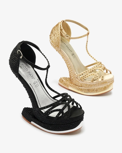 Золотые женские туфли с цирконами Nekko- Footwear