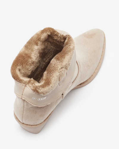 Royalfashion Бежевые женские утепленные ковбойские сапоги Bronco