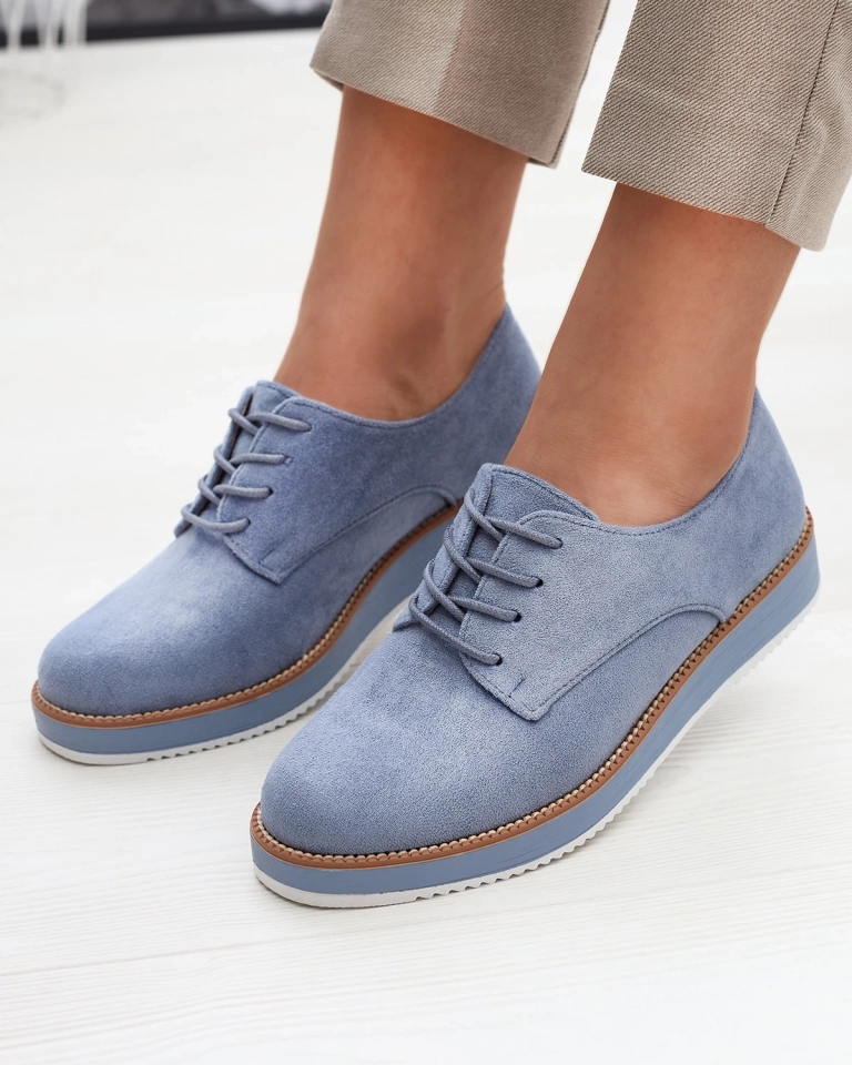 Синие женские полуботинки на шнуровке a'la oxfords Oksila - Обувь