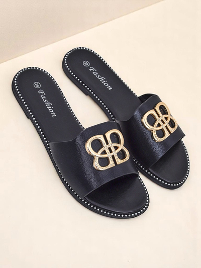 Royalfashion Женские шлепанцы на плоской подошве Aura Gold