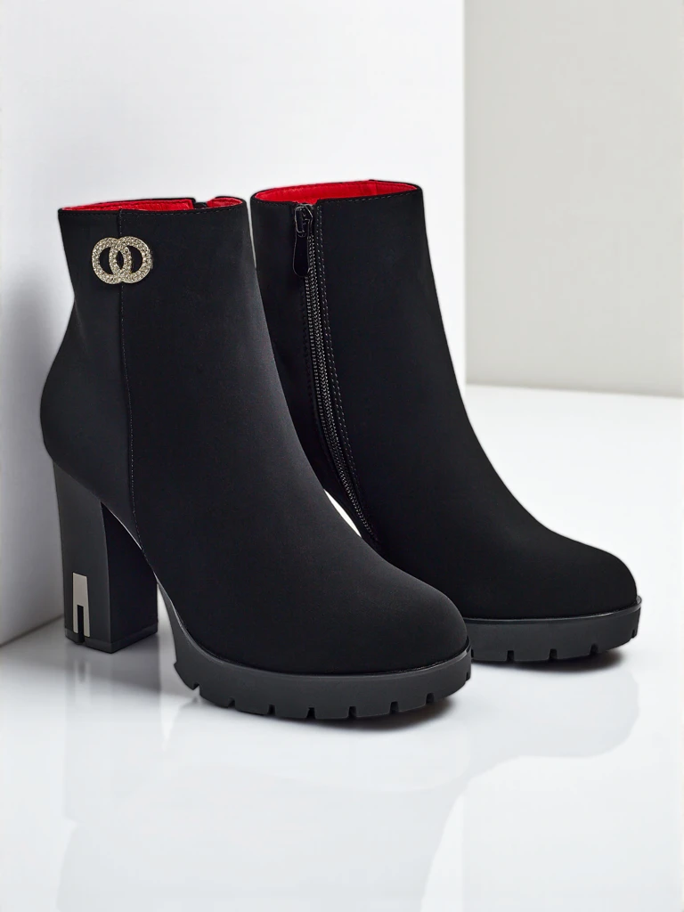 Женские ботильоны Olivane из матовой экокожи на каблуке-столбике