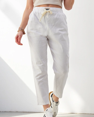 Роялфэшн хлопковые прямые женские брюки с завязкой на талии