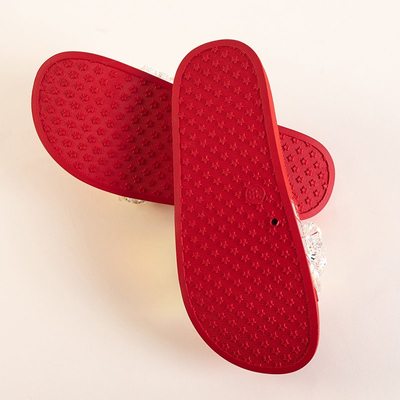 Raudonos moteriškos šlepetės su Halpasi akmenimis - Avalynė