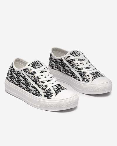 OUTLET White - juodi moteriški sportbačiai su žalia Sohop spauda - Avalynė