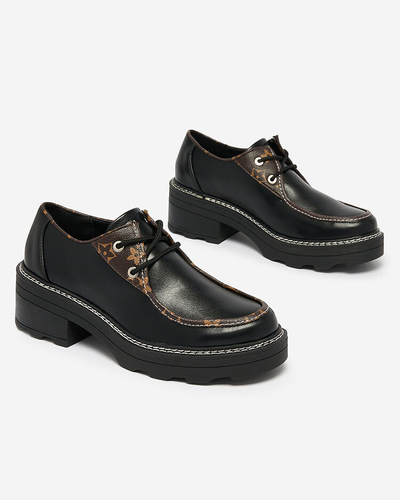 "Royalfashion" Juodi moteriški pusbačiai tvirtu padu "Dobbin"