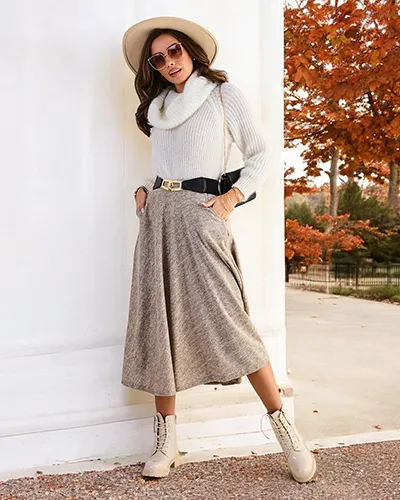 Royalfashion Moteriškas vidutinio ilgio sijonas