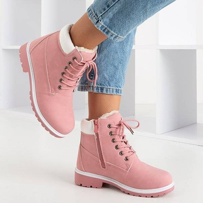 OUTLET Розовые походные ботинки с белой вставкой Adeline - Обувь
