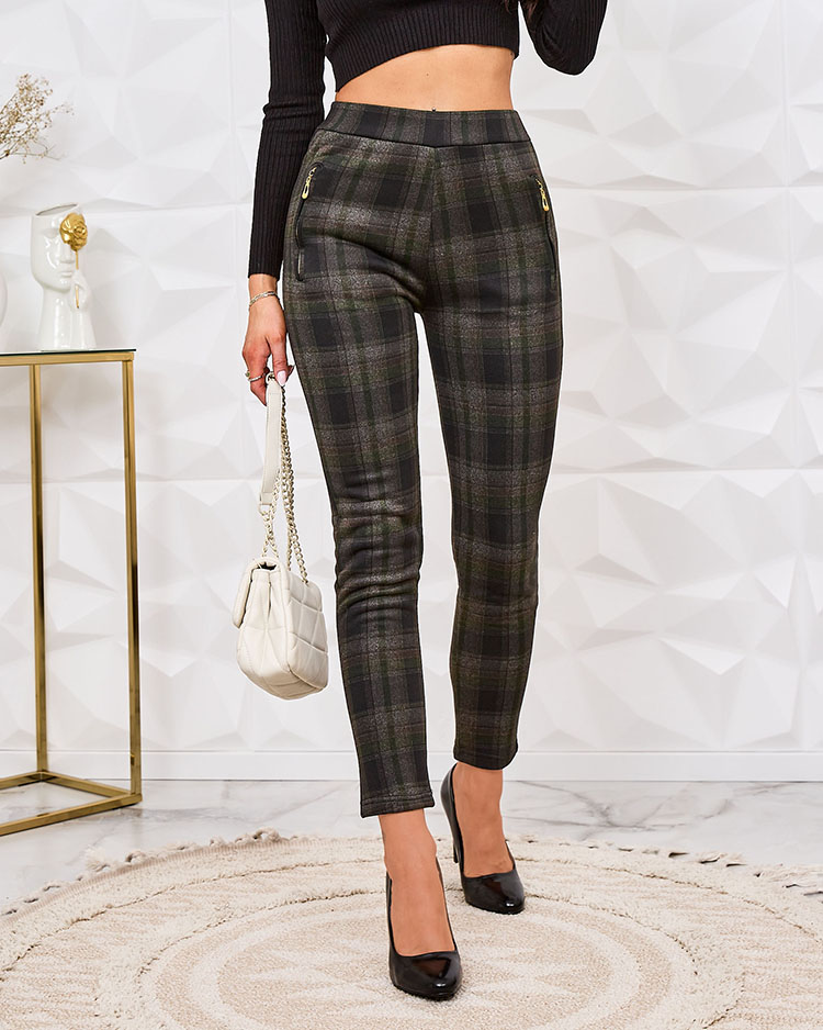 Royalfashion Moteriškos apšiltintos languotos tegins kelnės