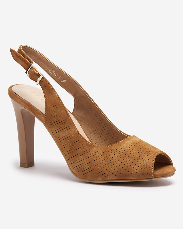 Коричневые женские босоножки на каблуке Phaenna