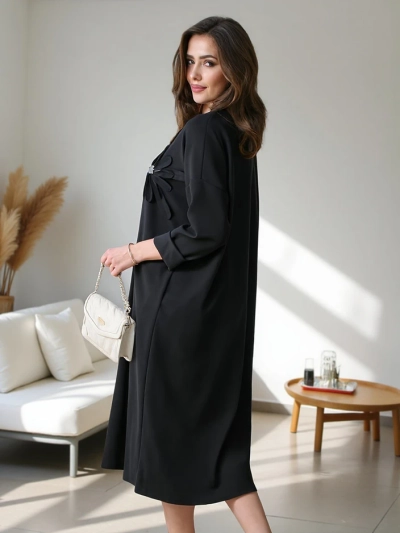 Royalfashion Moteriška midi suknelė, oversized, su gėlėmis