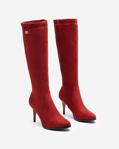 Женские бордовые утепленные сапоги до колена Vatarin - Обувь