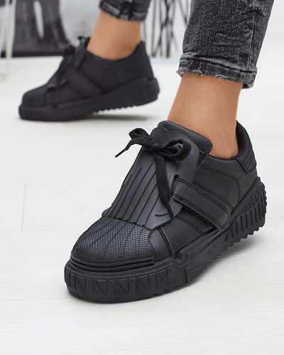 Juodi moteriški sportiniai bateliai su guminiais intarpais Inika - Avalynė