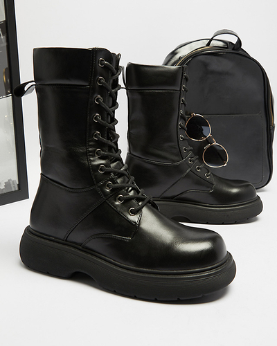 Черные женские сапоги на шнуровке Ferisis - Обувь