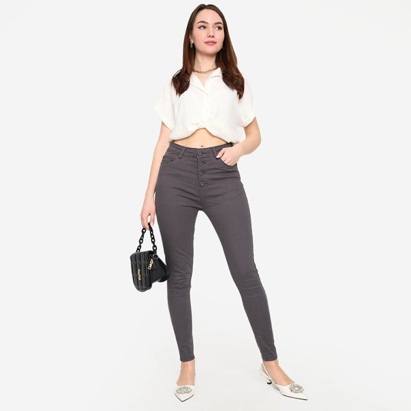 Темно-серые женские узкие джинсы