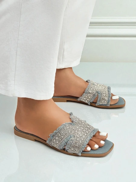 Royalfashion moteriškos šlepetės su dirbtiniais brangakmeniais CrystalEase