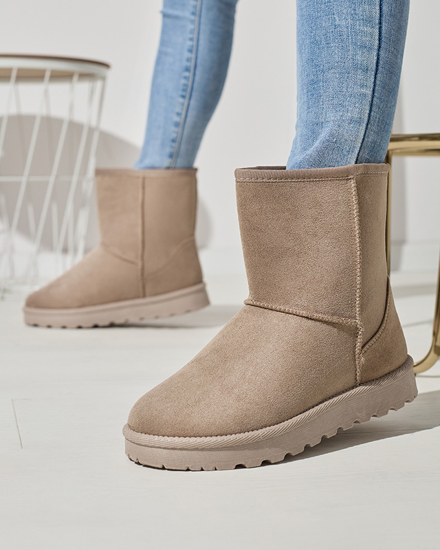 Женские утепленные снегоступы из эко-замши светло-коричневого цвета Xetik - Обувь