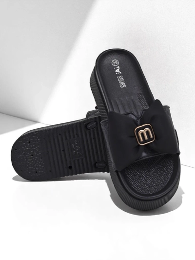 Royalfashion Женские шлепанцы на платформе с бантиком Mivo Jump
