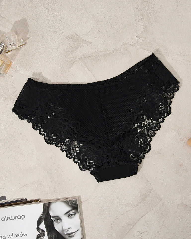 Royalfashion Черные кружевные трусики для женщин