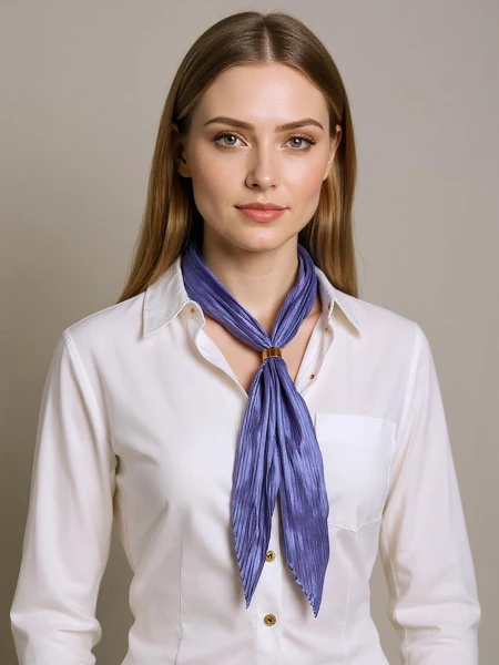 Aurelia Navy Blue Women's Pleated Scarf 100% Polyester Fashion