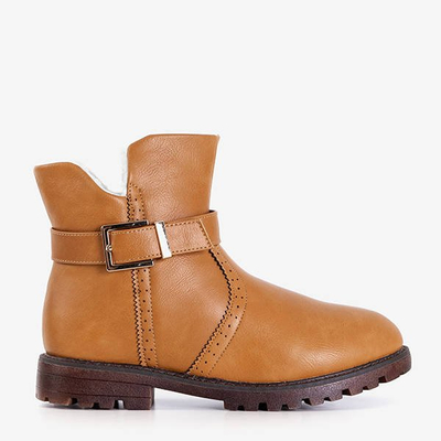 Brązowe dziecięce botki ze sprzączką Romula - Obuwie