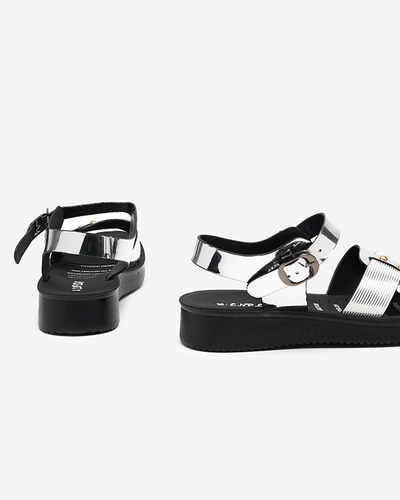 Lakuoto sidabro basutės plokščiakulniais Pulqo- Footwear