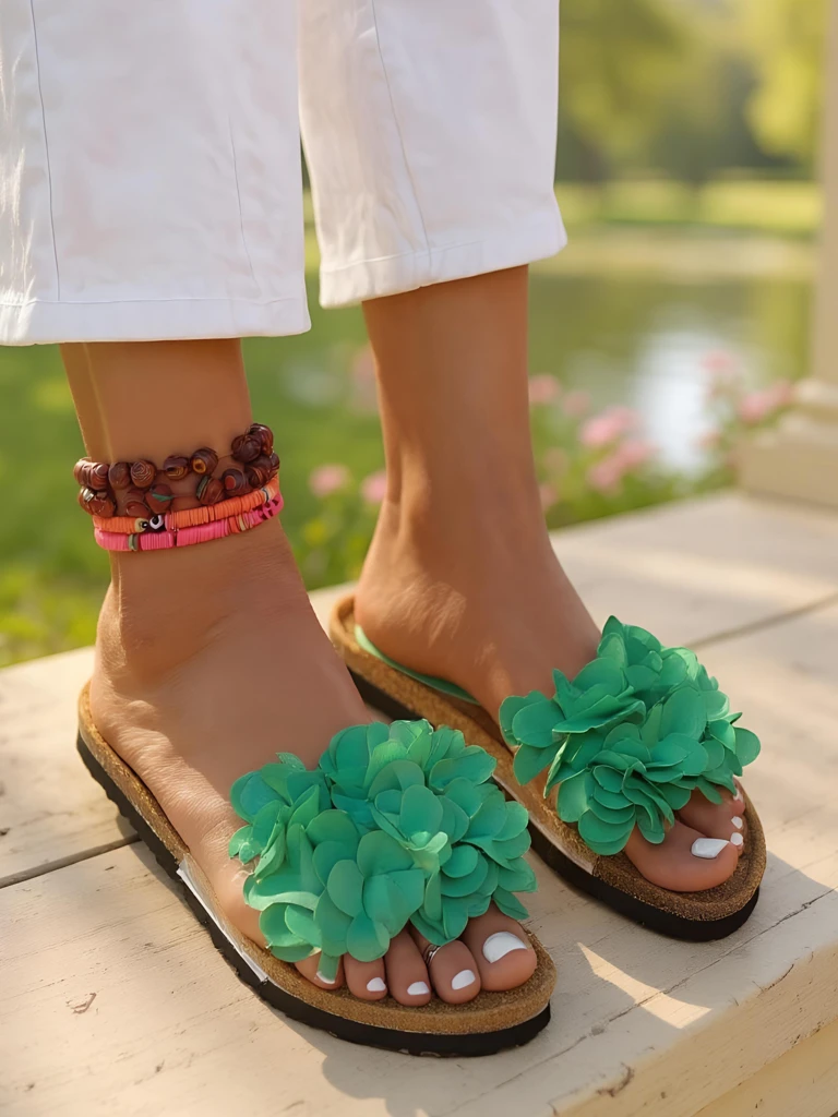 Royalfashion Klapki damskie z kwiatuszkami Flora Soft – mega słodkie!