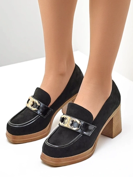 Royalfashion moteriški mokasinai ant blokinio kulno Qeroy