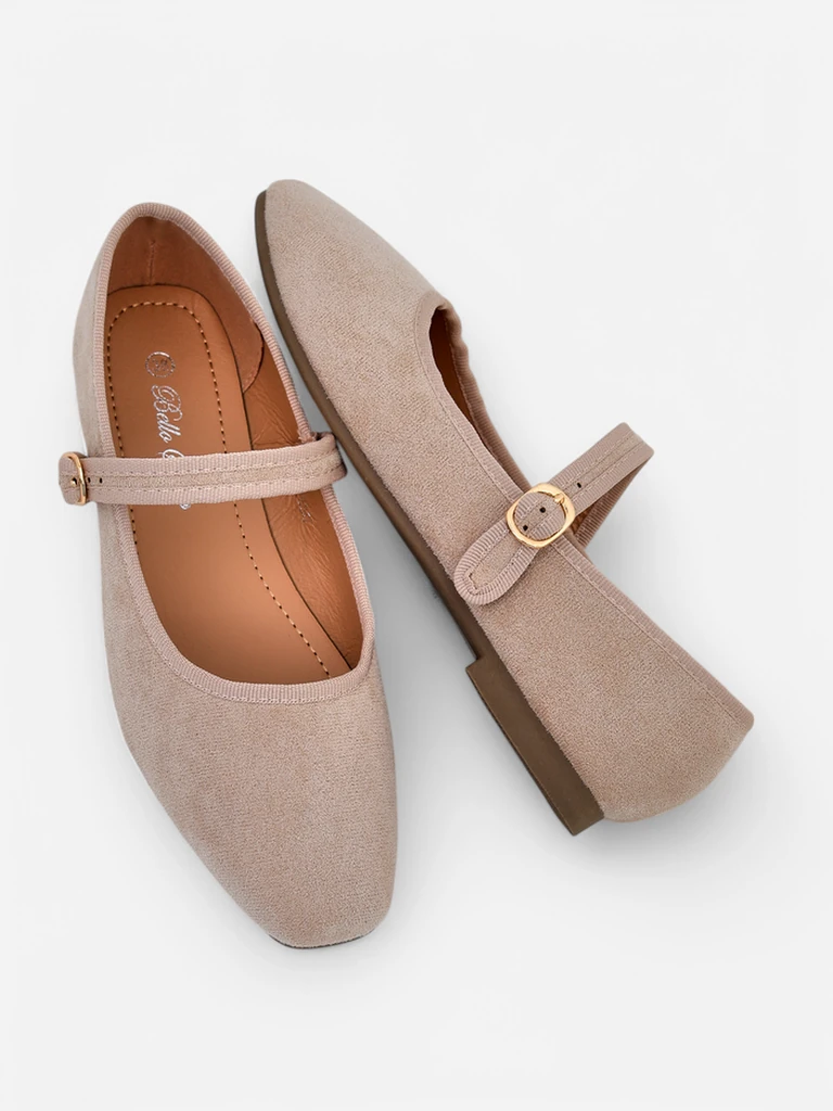 Royalfashion moteriški ekologinio zūdo baleto bateliai su dirželiu Ernie