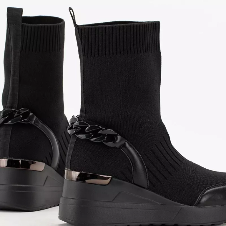 Черные женские ботильоны на танкетке Empleh