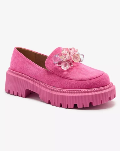 Royalfashion Женские мокасины цвета фуксии с разноцветными бусинами Hetika