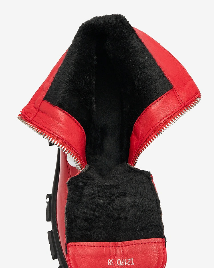 Royalfashion Raudoni lakuoti moteriški batai su perlais Asiciu