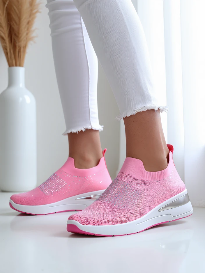 Женские кроссовки на танкетке Royalfashion с стразами Qelavise