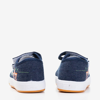 Granatowe chłopięce trampki z ozdobami Fielemi - Obuwie