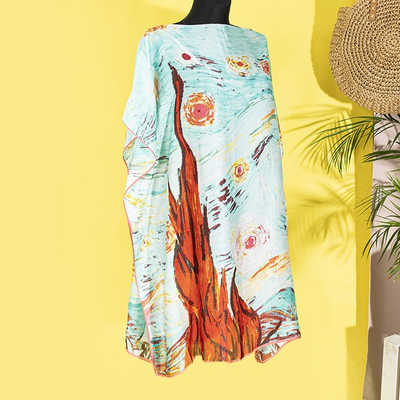 Мятное женское парео с принтом