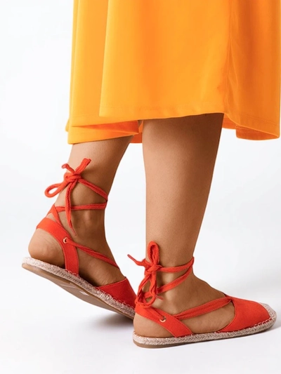 Oranžinės moteriškos surištos espadrilės Ninah - Batai
