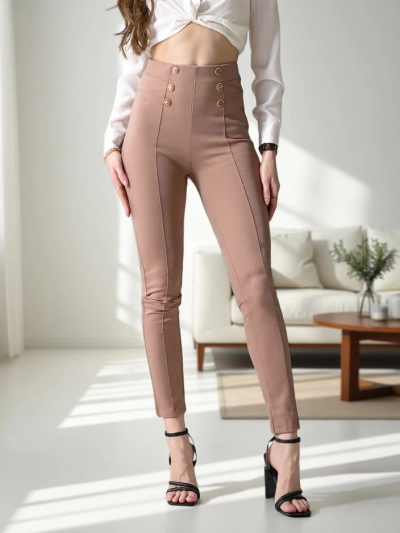 Royalfashion moteriški medvilniniai tregingai su dekoratyvinių mygtukų.