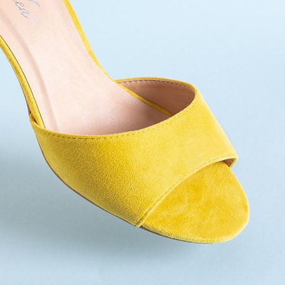 Желтые женские босоножки на высоком каблуке Elite - Shoes