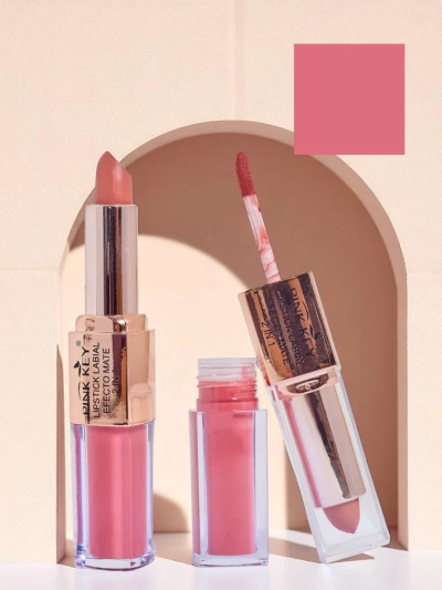 Matinis lūpų dažas lazdelės ir skystoje formoje 2-in-1 Rose Nougat