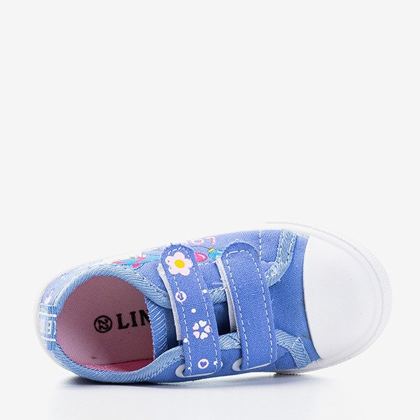 Niebieskie dziecięce tenisówki na rzepy Little Miss - Obuwie